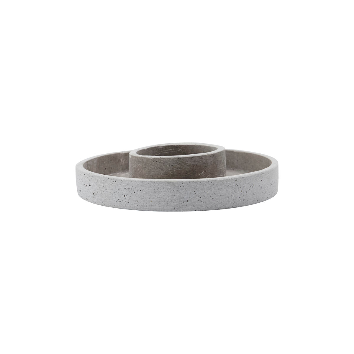 House Doctors Candle Stand Daca, 2 in 1, features a round, two-level grey polystone design (15cm) with raised center and wide outer tray—a minimalist accent or candle holder with an industrial cement look—shown on a white background.