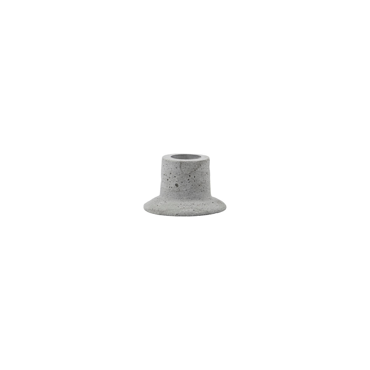 The House Doctor Candle Stand Daca, 2 in 1, features a cement-look finish and measures 15cm. Its minimalist design with a wide base and cylindrical center adds an industrial touch to any décor against a plain white background.