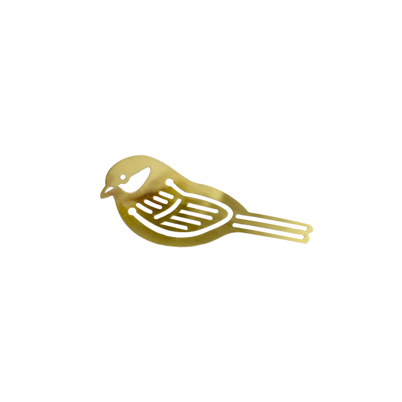 The Book Marker Bird in Brass from Strömshaga is a flat, gold-colored metal bookmark with cutout wing and tail details—an elegant accessory for any book lover.
