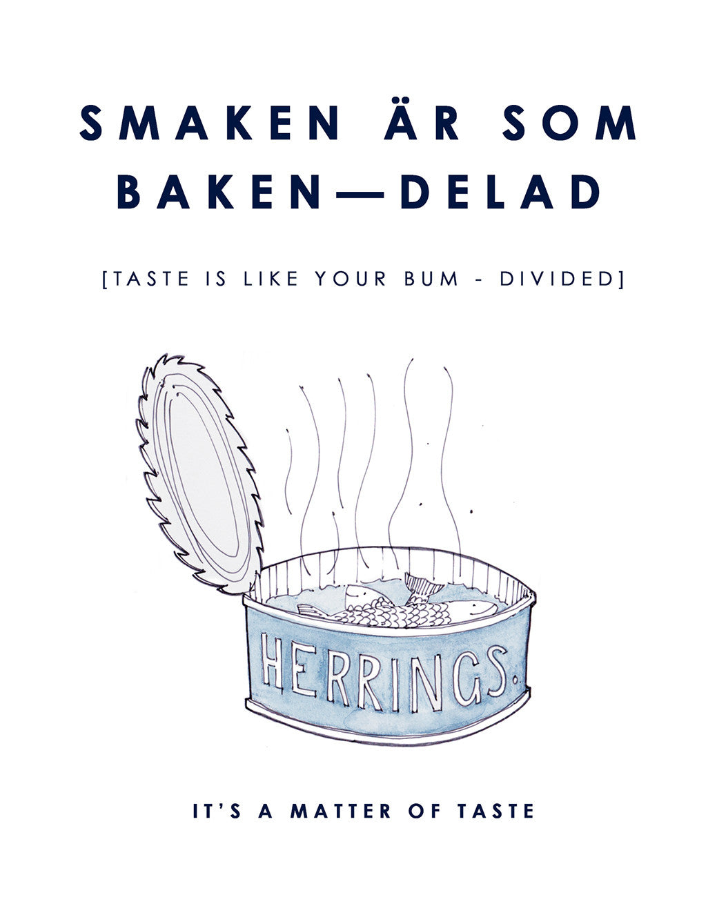 The Greeting Card Smaken är som baken, delad by Blåbär Nordic Living features quirky Swedish-English text and playful art—a unique addition to the Blåbär collection of Nordic greeting cards.
