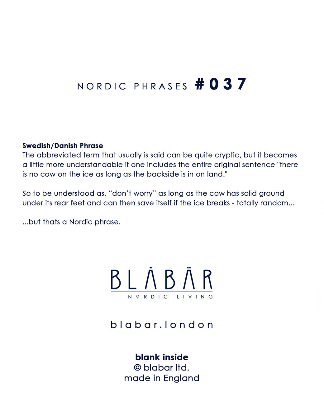 Greeting Card_Ingen ko på isen - Blabar Nordic Living