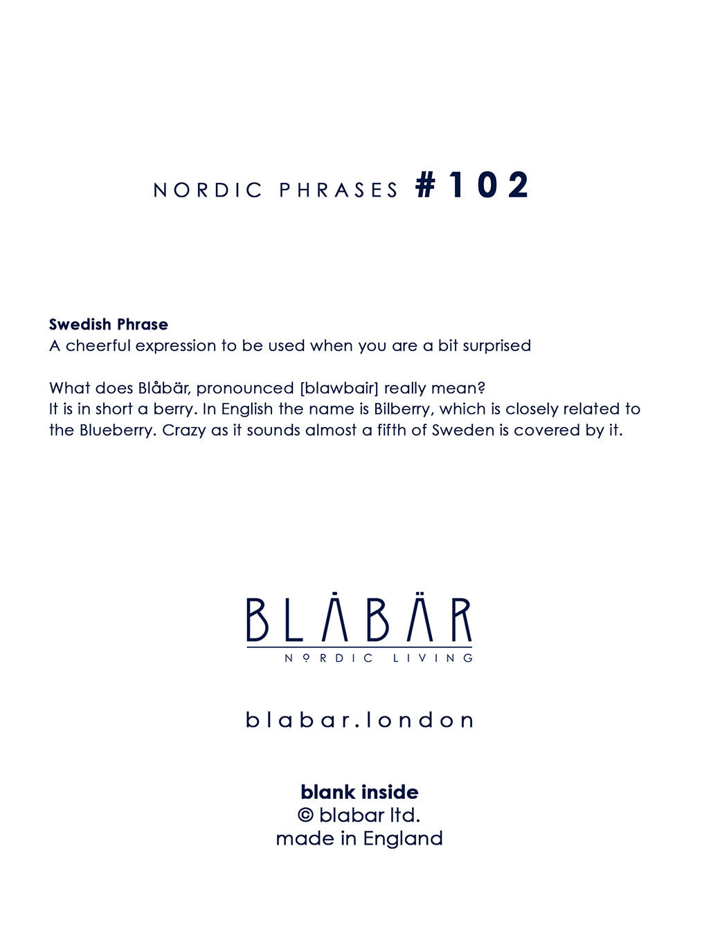 Greeting Card_hej hopp i blåbärsskogen - Blabar Nordic Living