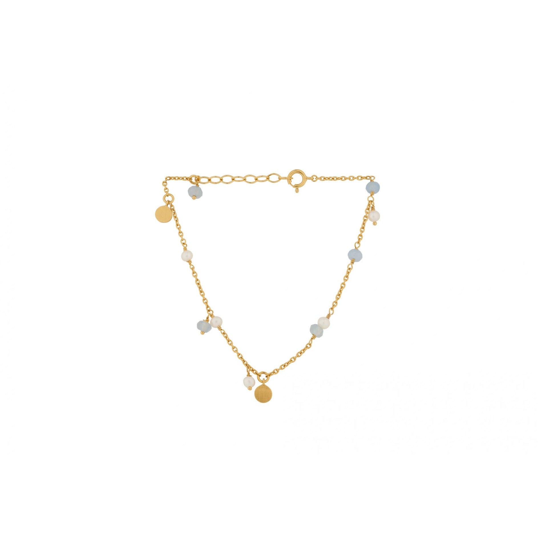 Afterglow Sea Bracelet in Gold w. Freshwater Pearls & Blue Agate Stones