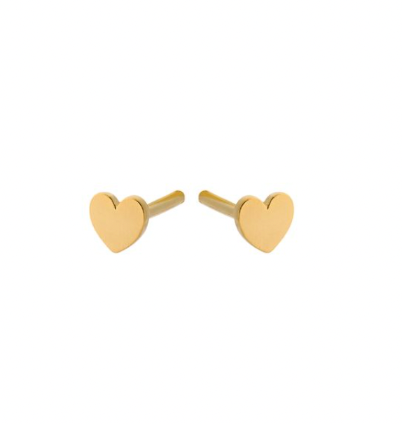 Mini Heart Earsticks Earrings in Gold