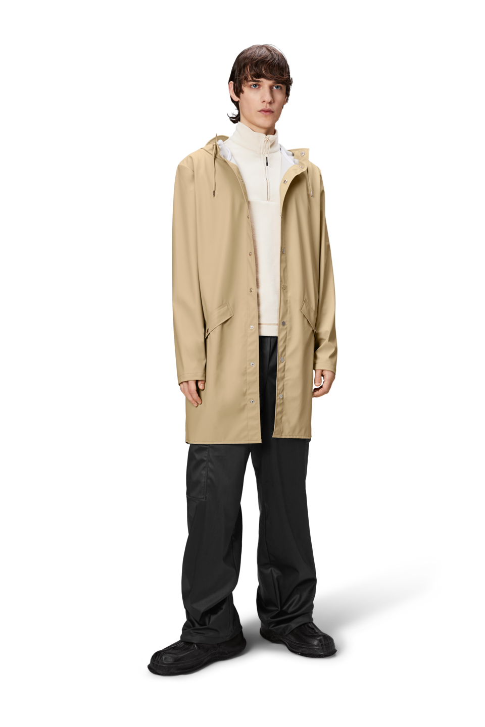 Rains Unisex Long Jacket in Sand