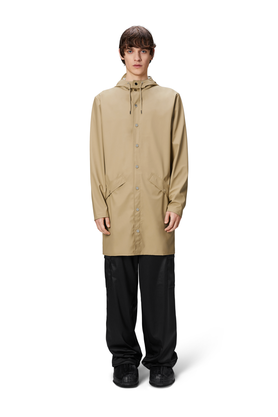 Rains Unisex Long Jacket in Sand