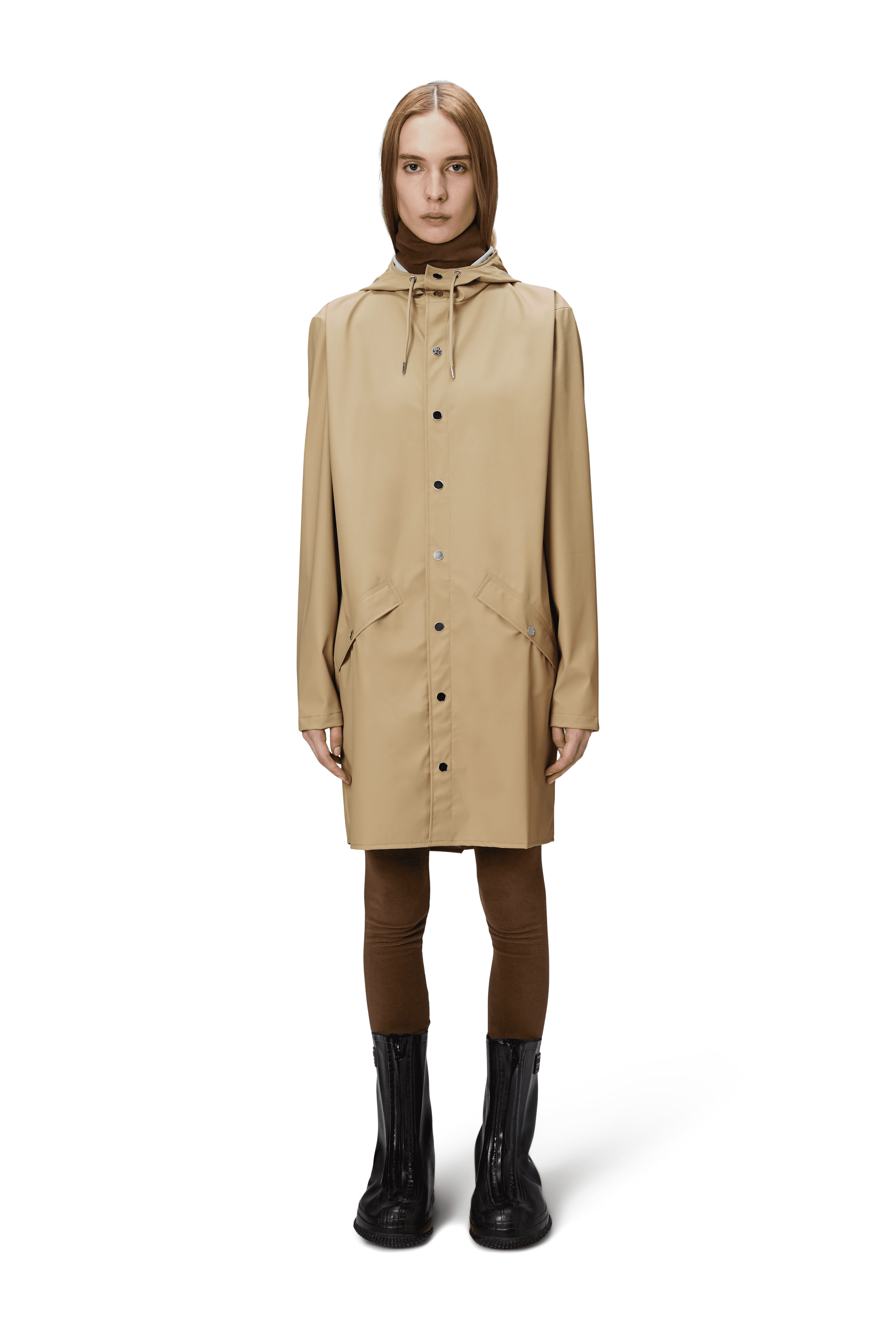 Rains Unisex Long Jacket in Sand