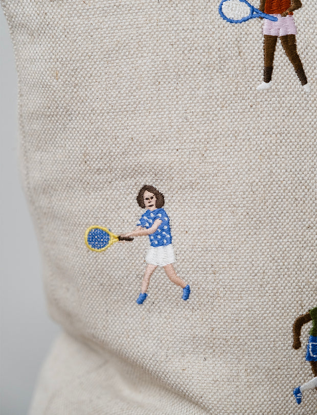Tennis Embroidered Cushion (w. or w/o inner cushion)