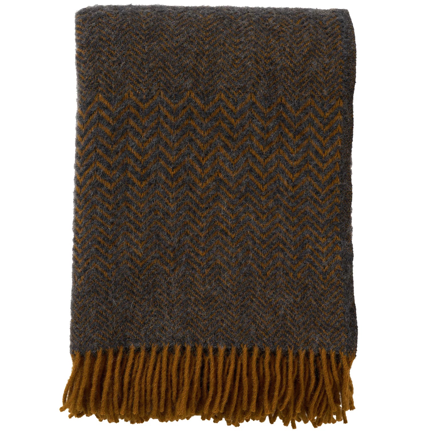 Zigzag Throw in Lambswool, Lava in Grey & Bronze