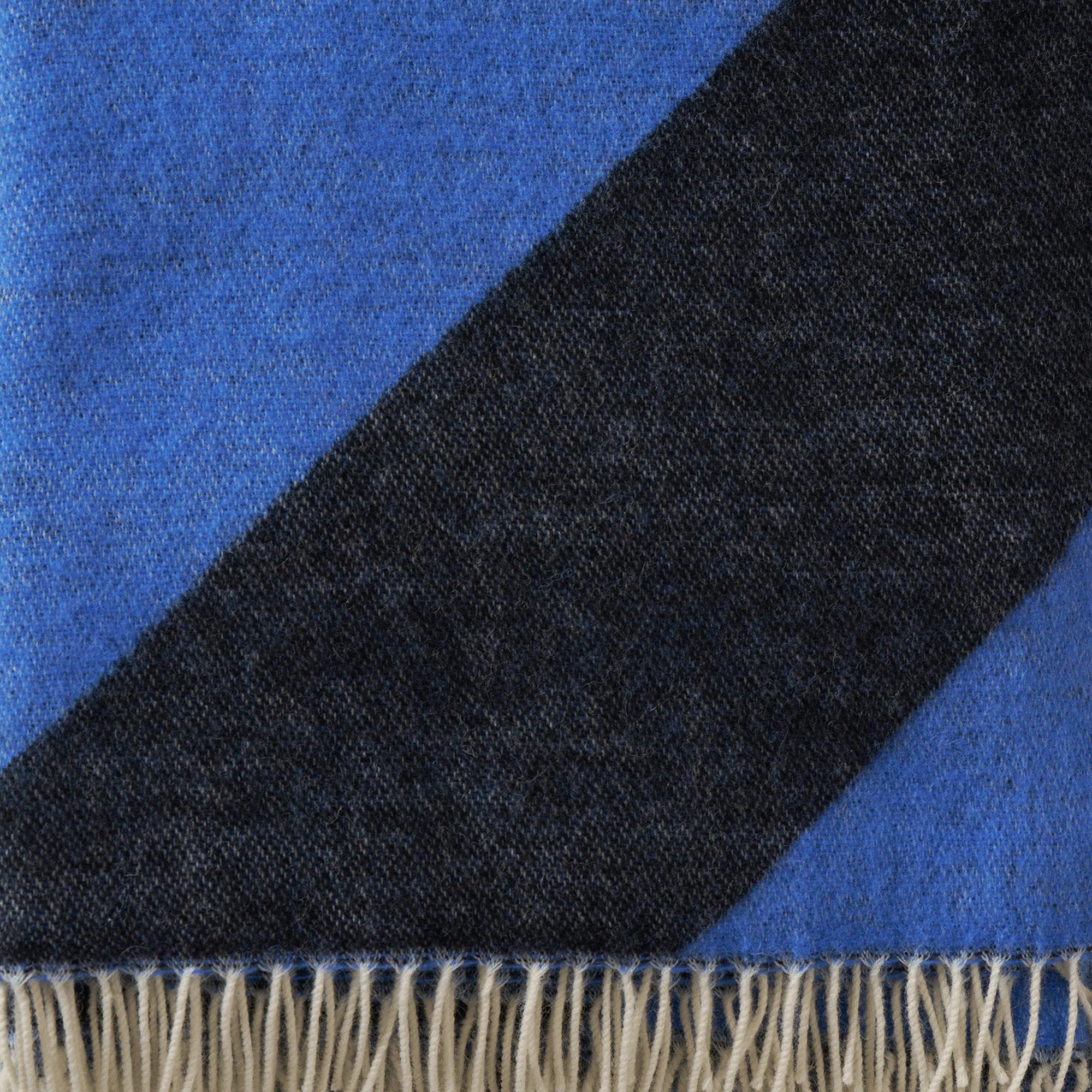 Angle Throw in Recycled Merino & New Merino Brushed Throw, in Blue & Black