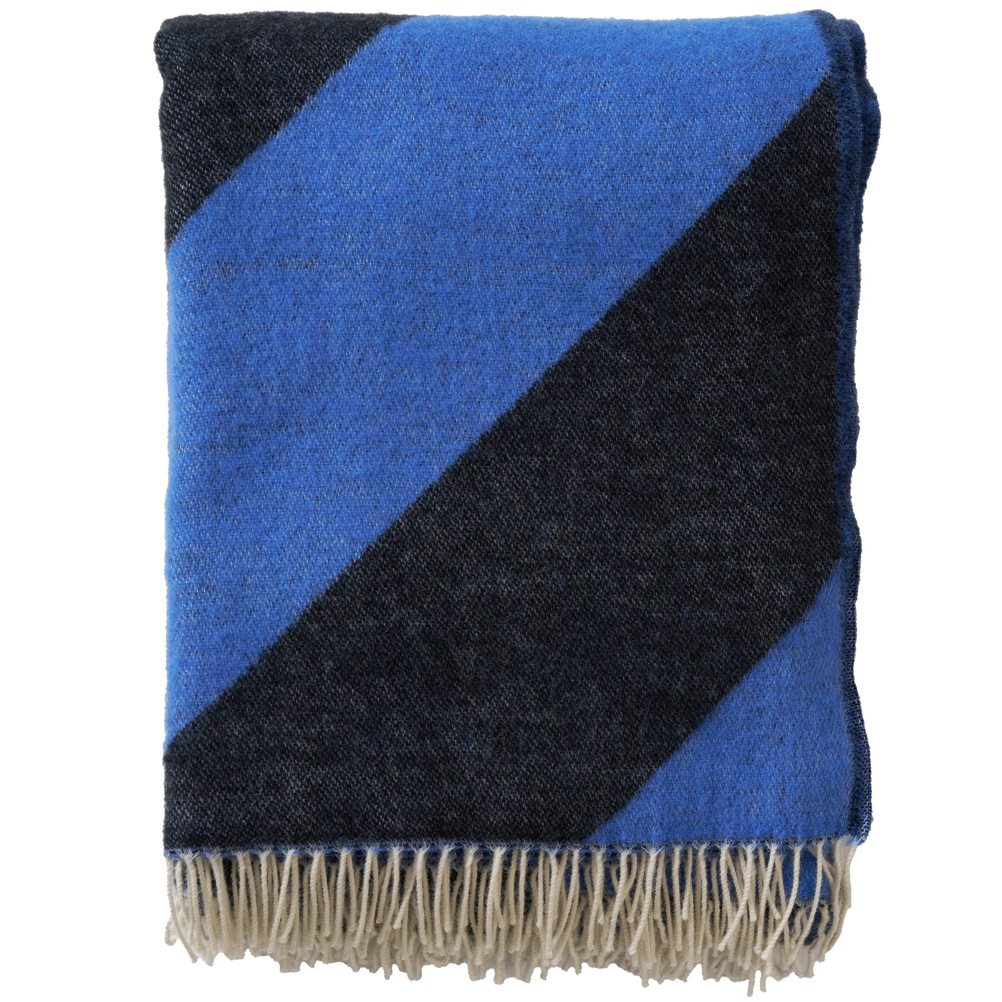 Angle Throw in Recycled Merino & New Merino Brushed Throw, in Blue & Black