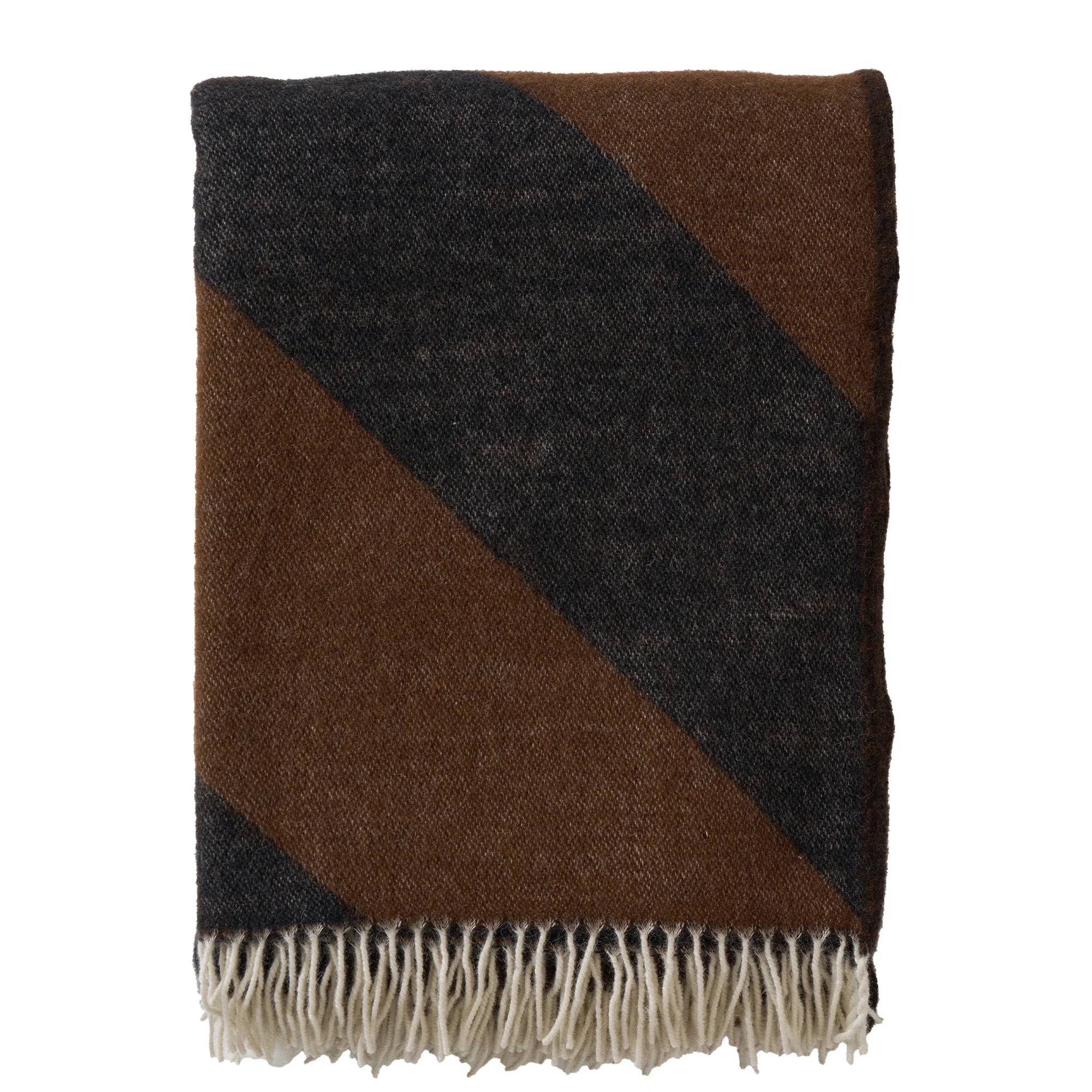 Angle Throw in Recycled Merino & New Merino Brushed Throw, in Cocoa & Black