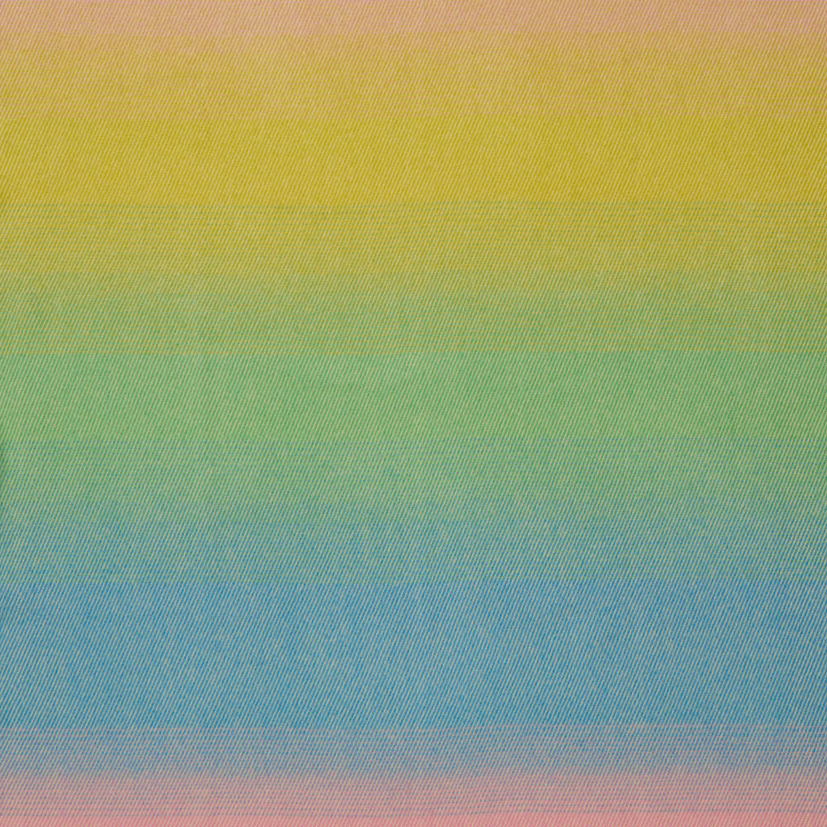 The Aurora Lambswool Throw, Pastel Dream by Klippan Yllefabrik features a vibrant gradient pattern that transforms from pink at the bottom through blue, green, yellow, and light orange at the top. Inspired by the enchanting hues of the northern lights blanket, its textured surface displays a visible woven design evocative of a luxurious lambswool throw.