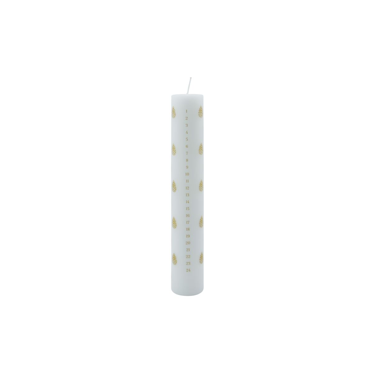 Calendar Candle 24 days of Christmas, Pinecones in White 4cm