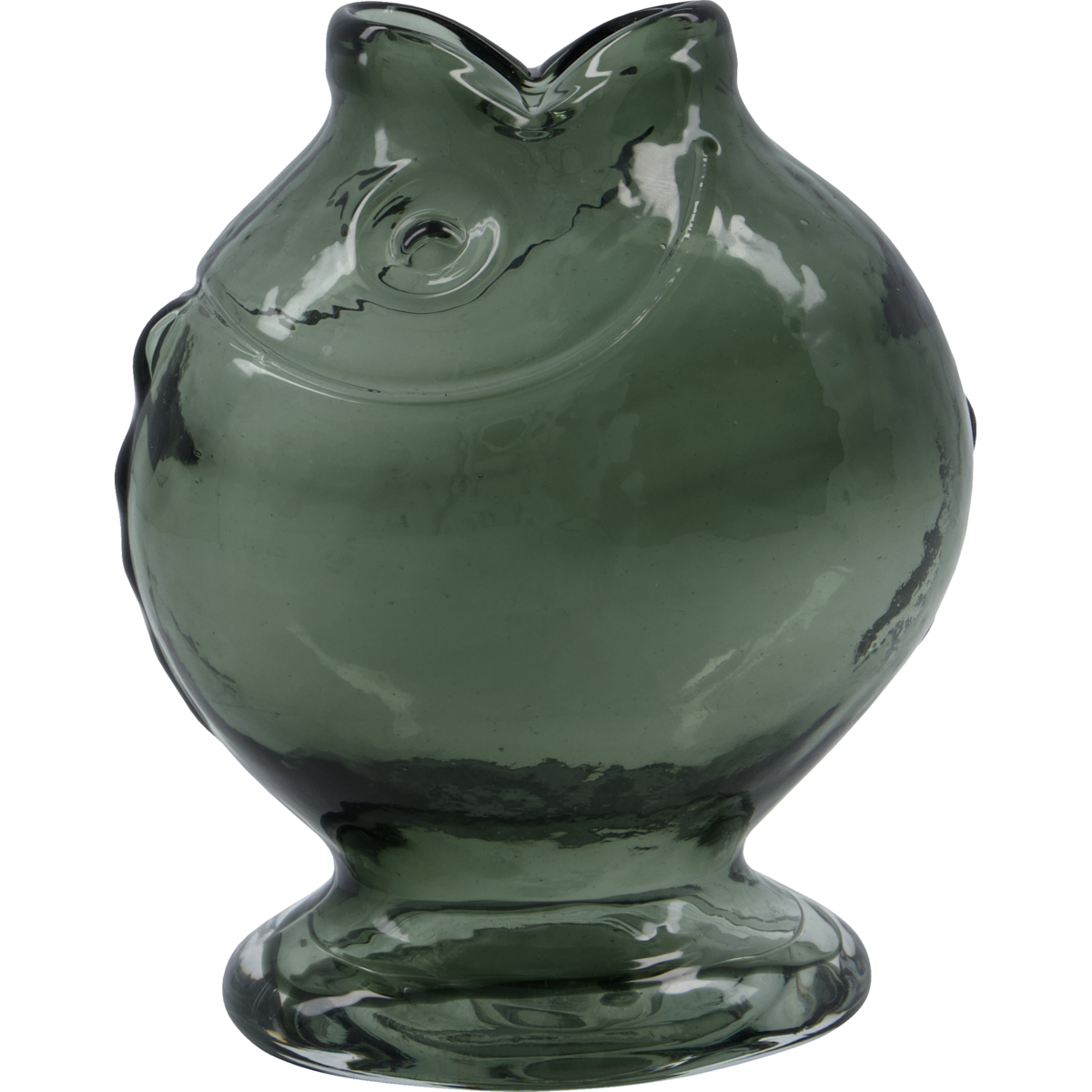 Vase Fish, in Glass, Smoked Grey
