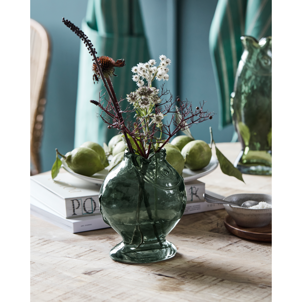 Vase Fish, in Glass, Smoked Grey