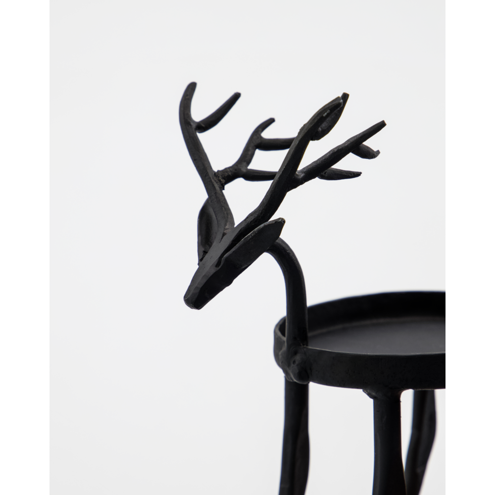 House Doctor Tealight Holder Deer in Iron, Black, a reindeer-shaped iron tealight holder for Christmas displays.