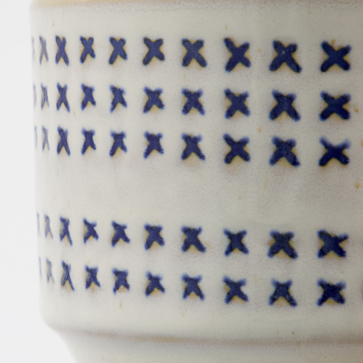 Mug Stitch, Set of 3 in Off-White w. Blue Details