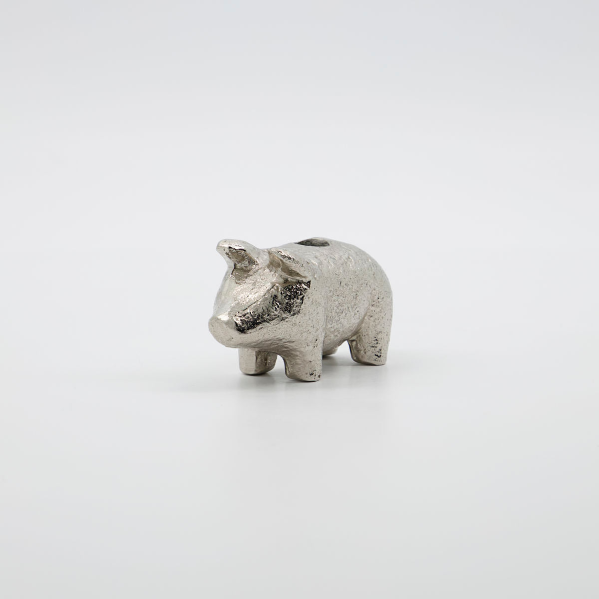 Candle Holder Pig in Antique Silver