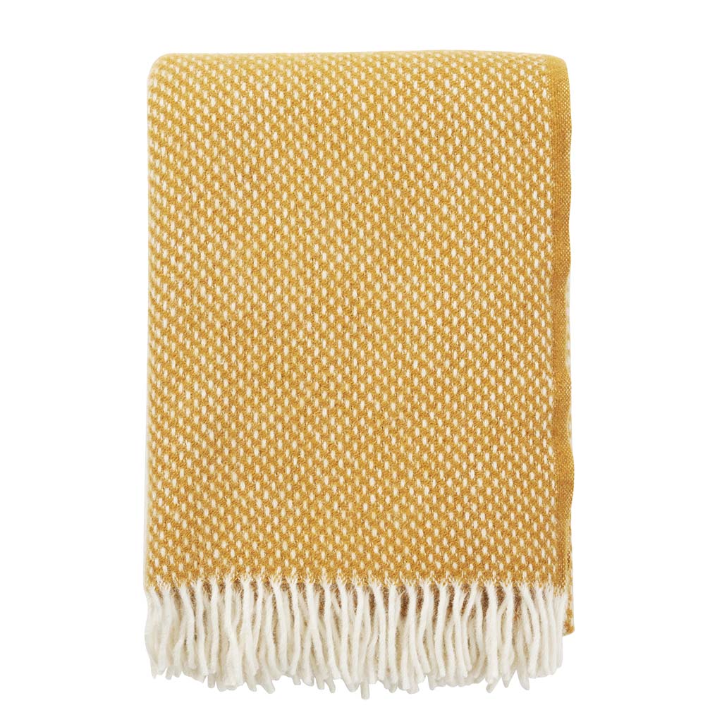 Preppy Throw in Brushed Lambswool, in Mustard Yellow