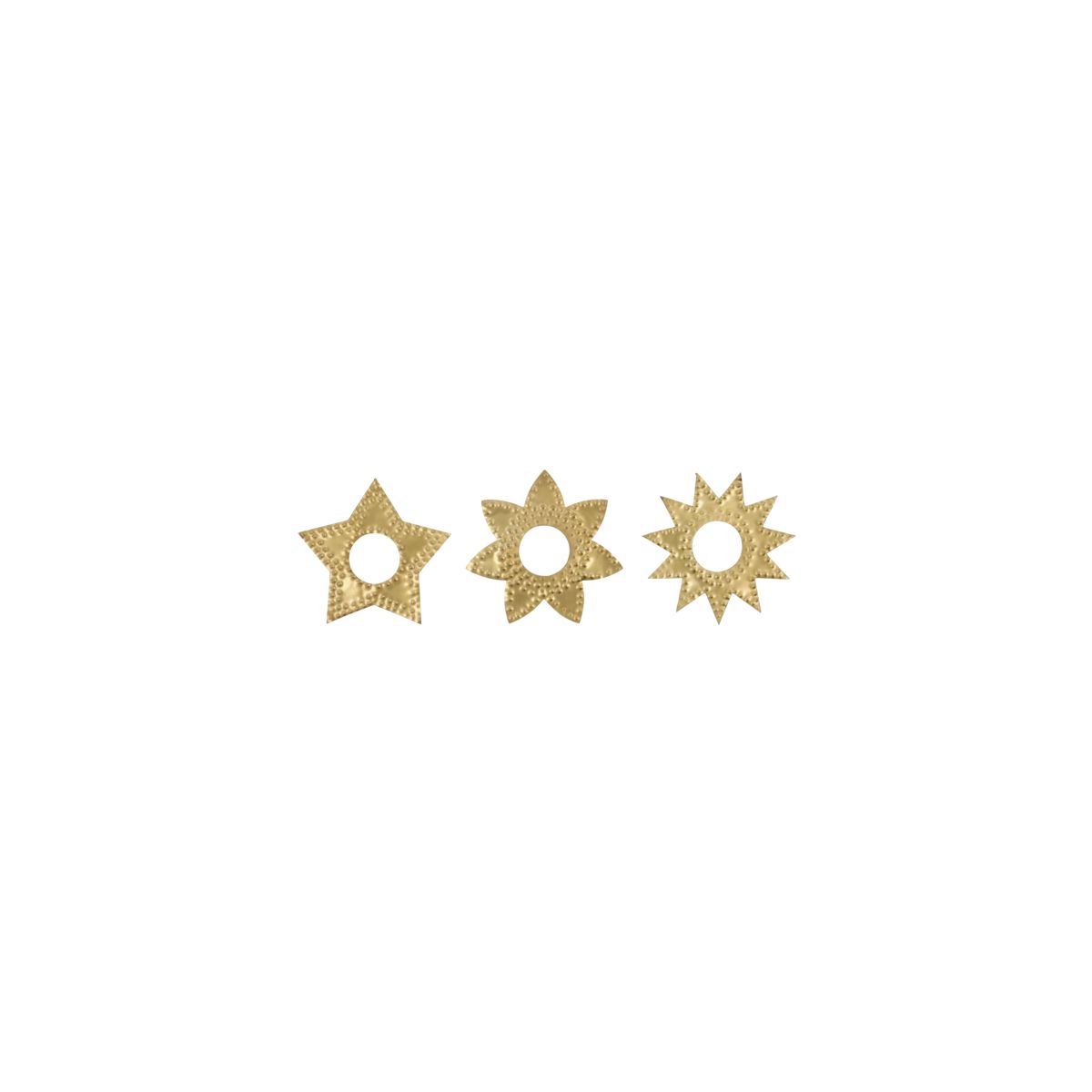 Candle Rings Star, set of 3 in Brass