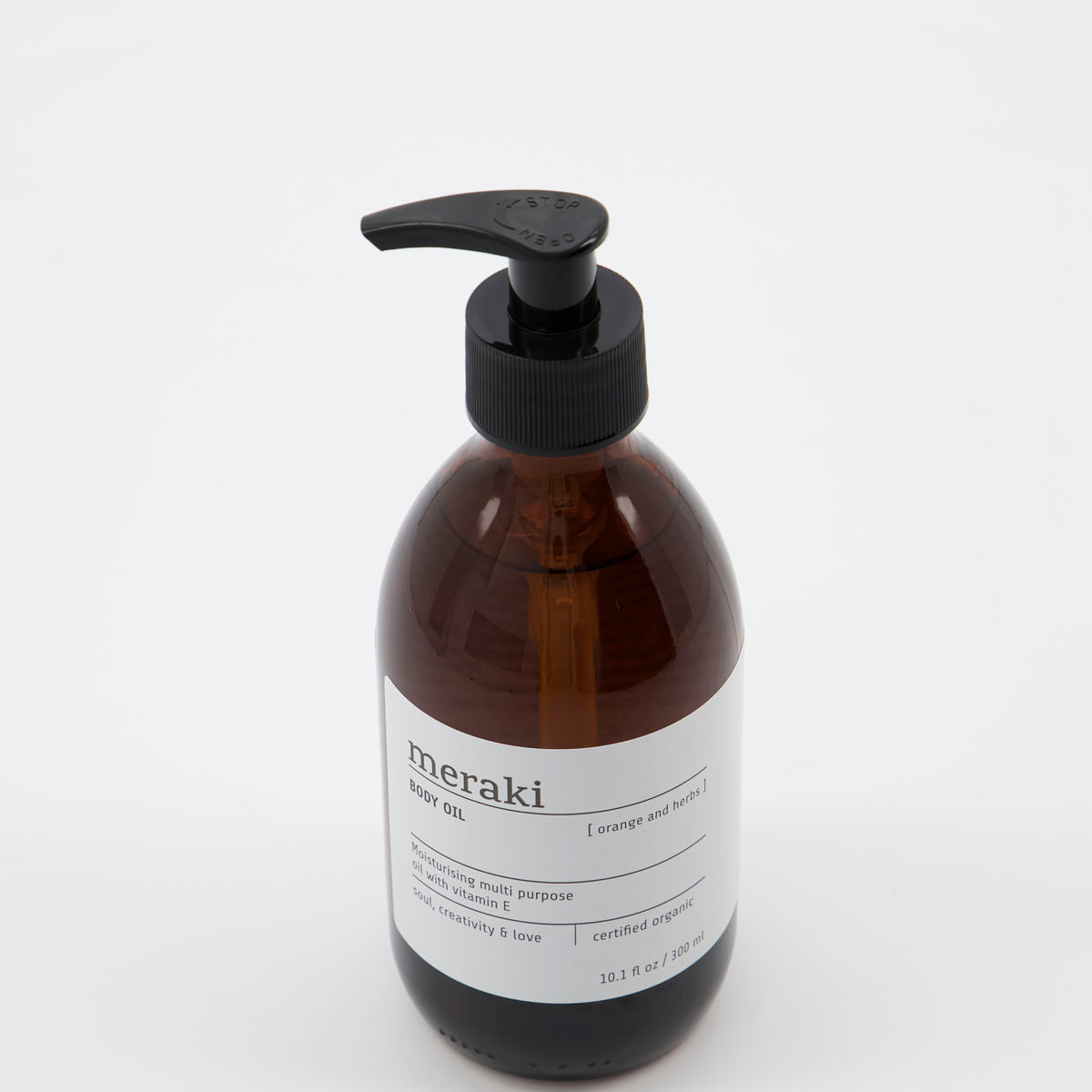 Body Oil Organic, Orange & herbs in Glass Bottle 300ml