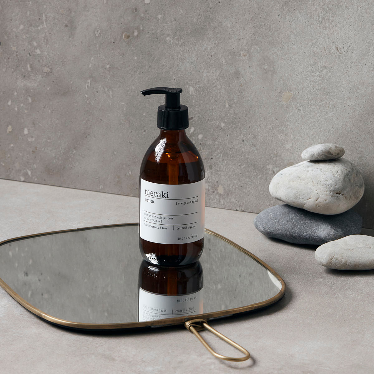 Body Oil Organic, Orange & herbs in Glass Bottle 300ml