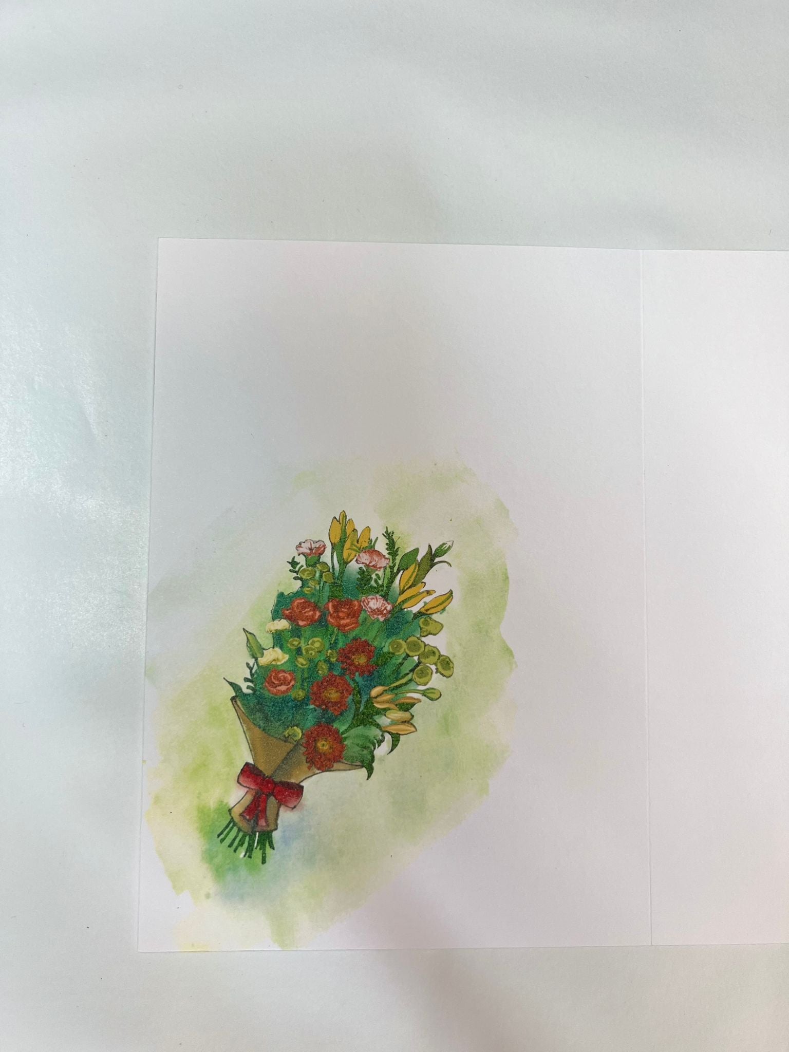 The Mothers Day Card - Fitness Mum by Blåbär Nordic Living features a handmade design with a watercolor bouquet of orange, yellow, and white flowers wrapped in brown paper—an ideal card for celebrating Mother's Day.