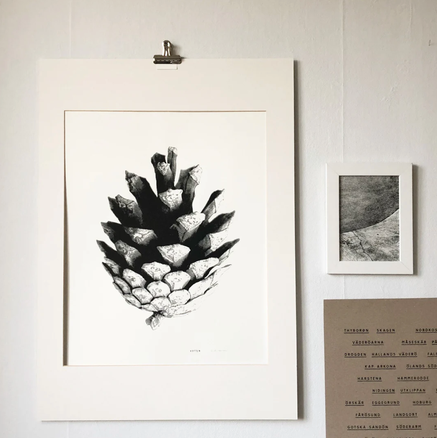Screenprint Kotten (pinecone) 46cm x 64cm - Blabar Nordic Living