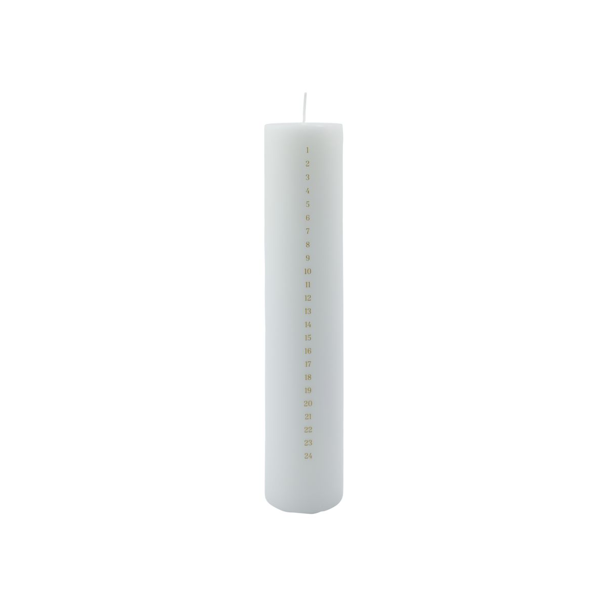 The House Doctor Calendar Candle 24 days of Christmas, Forest in White (6cm) features gold numbers 1-24 for a festive countdown, making it the perfect elegant touch for marking each December day.