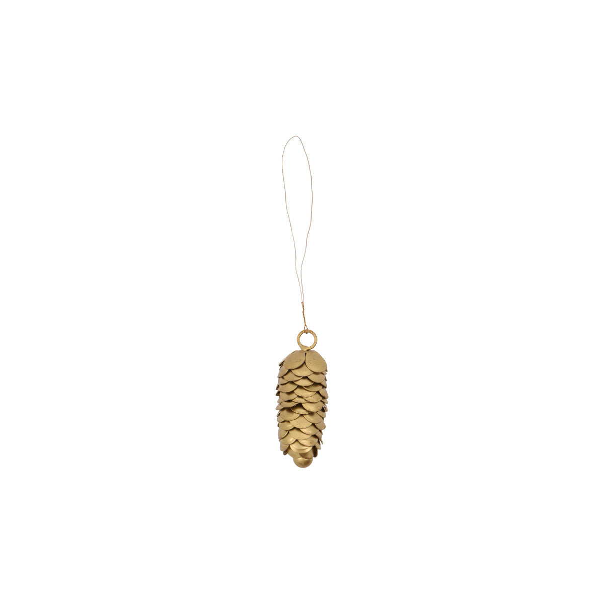 The Ornaments Pinecones in Iron, Set of 2 by House Doctor feature gold cone designs with thin hanging loops, centered on a white background—a festive touch for your Christmas décor.
