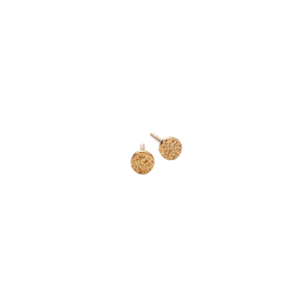The Mini Nature Earsticks Earrings in Gold by Pernille Corydon are textured, round studs displayed on a plain white background—perfect for everyday wear.