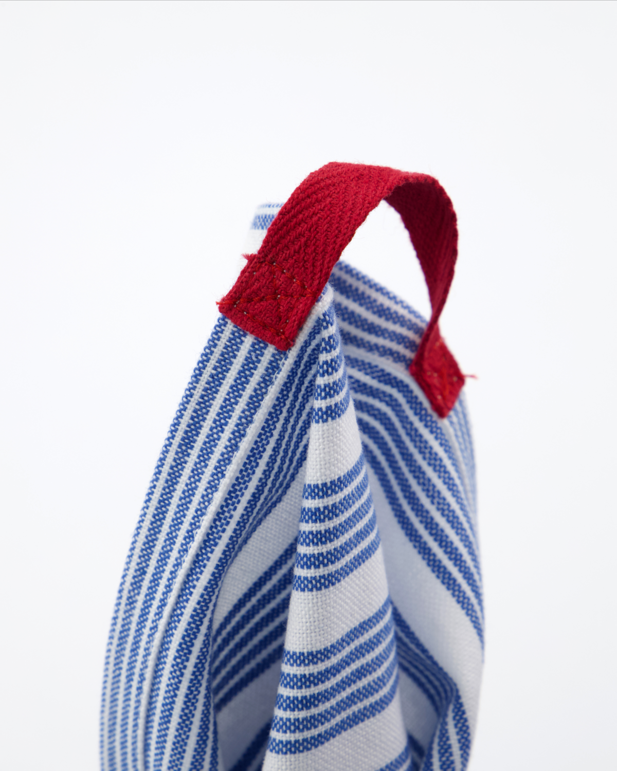 House Doctor Tea Towels Chef, Set of 2 in Blue & White, featuring blue and white stripes with a red fabric loop at the top, shown on a plain white background.
