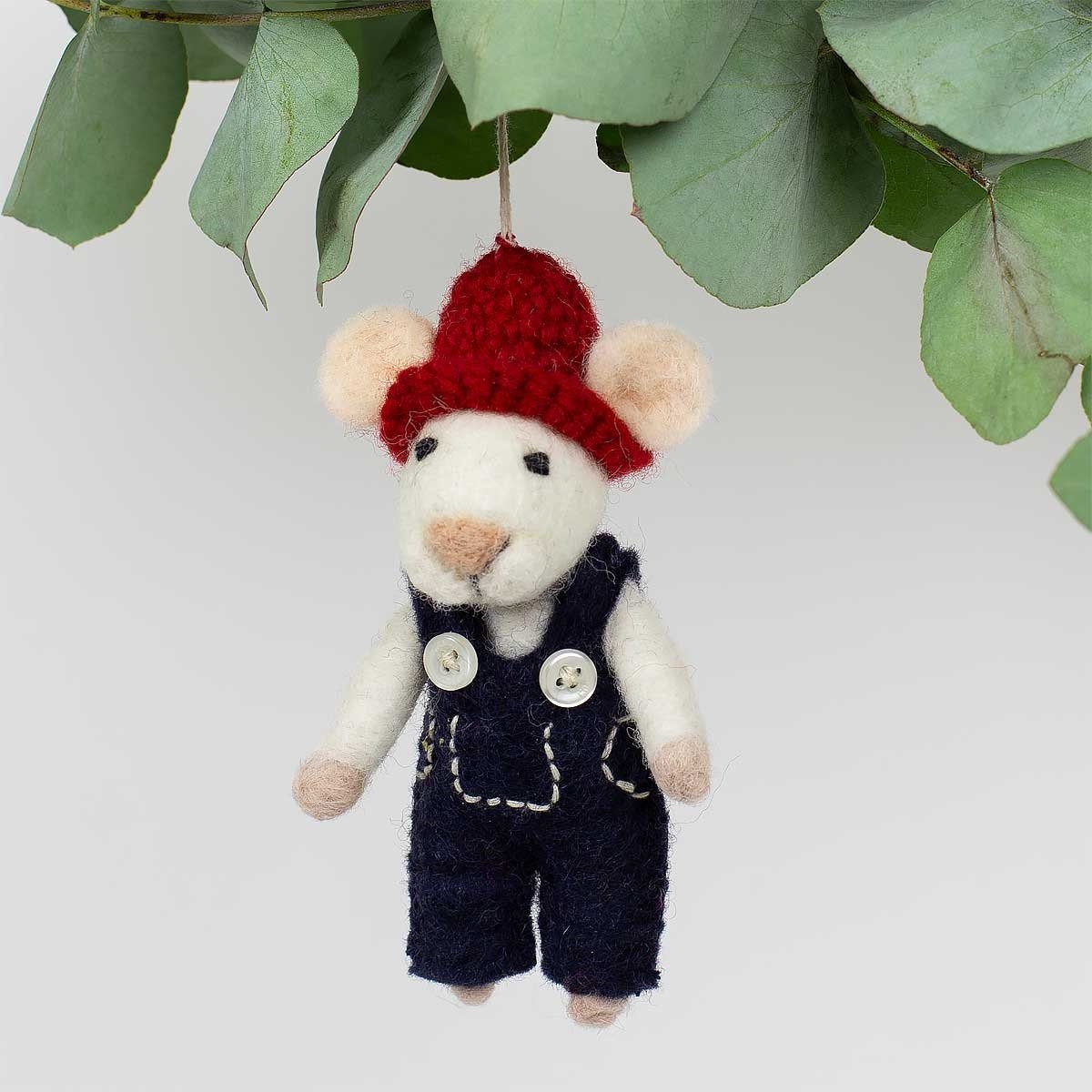 Mouse Carpenter Christmas Ornament 12cm in wool