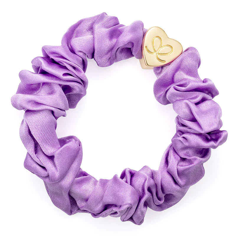 Silk Scrunchie Gold Heart · Lilac