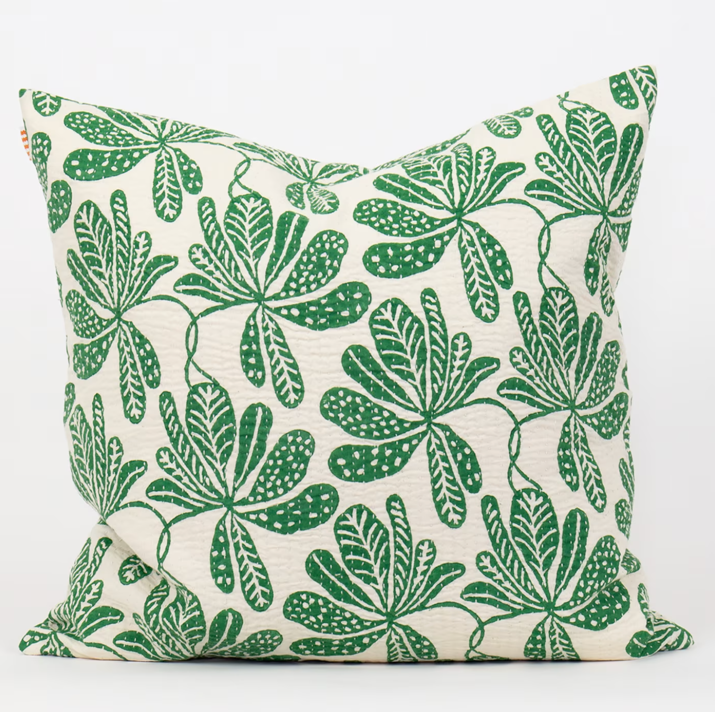 Cushion cover Chestnut Leaves 50x50, green, handprinted