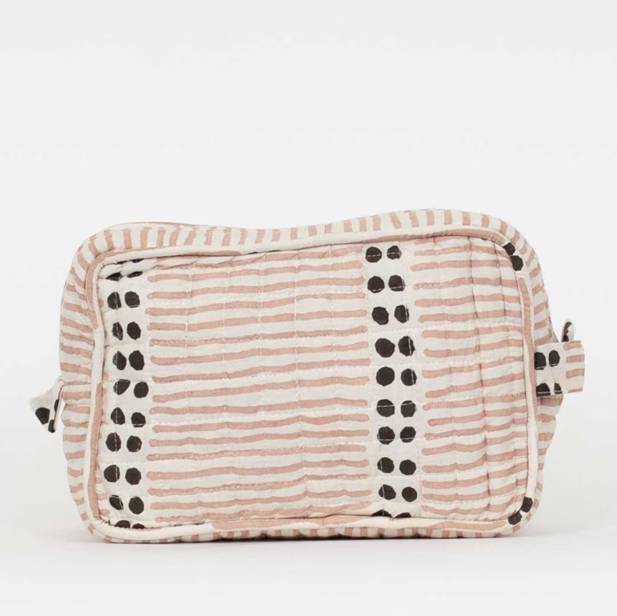 Toiletry Bag Dotline, in pink / brown / off white, made in cotton 23cm