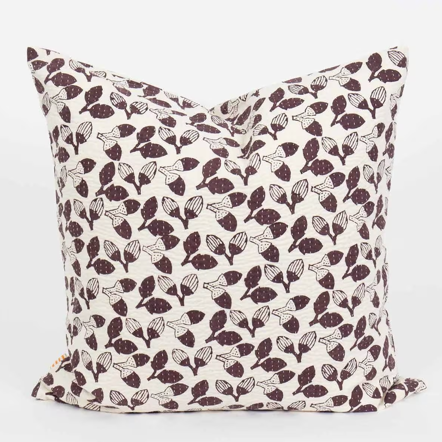 Cushion cover Acorn 50x50, brown, handprinted