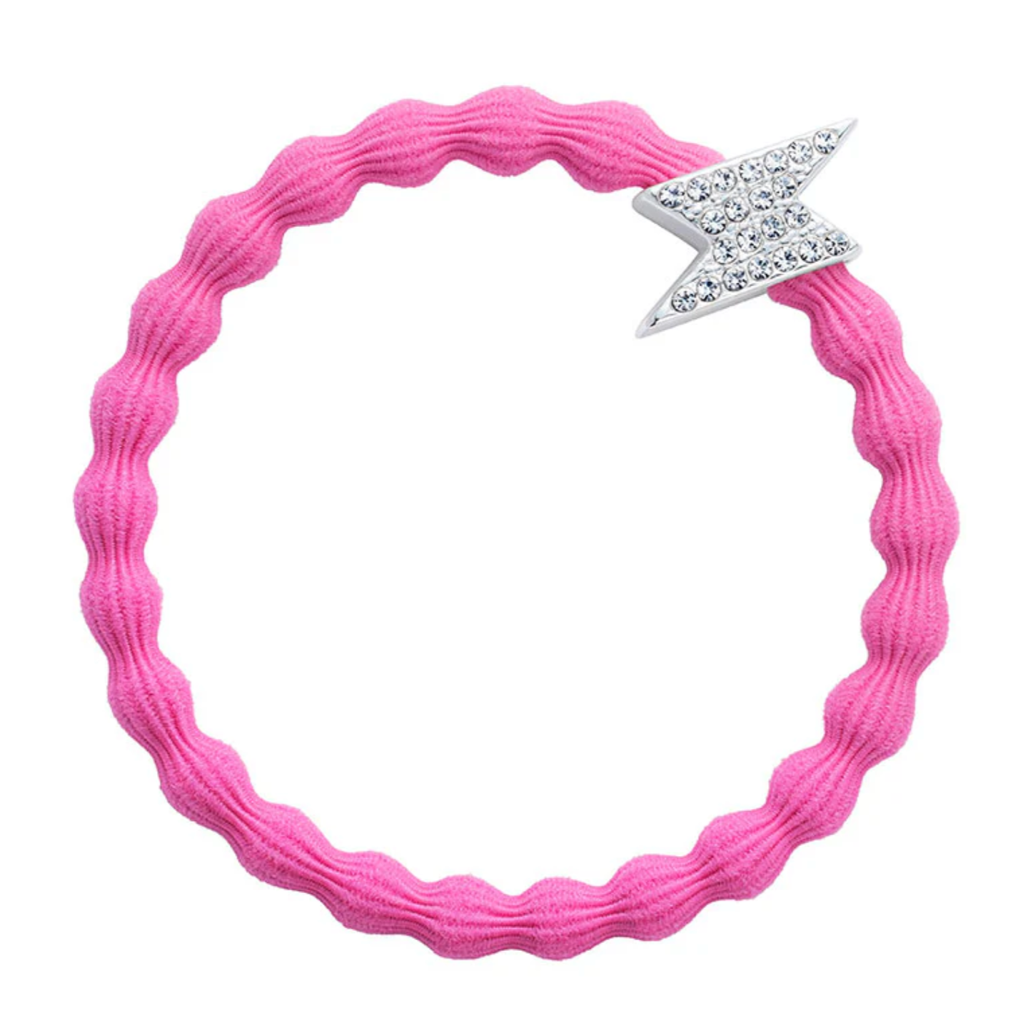 Bangle Band Silver Diamanté Lightning Bolt | Neon Pink