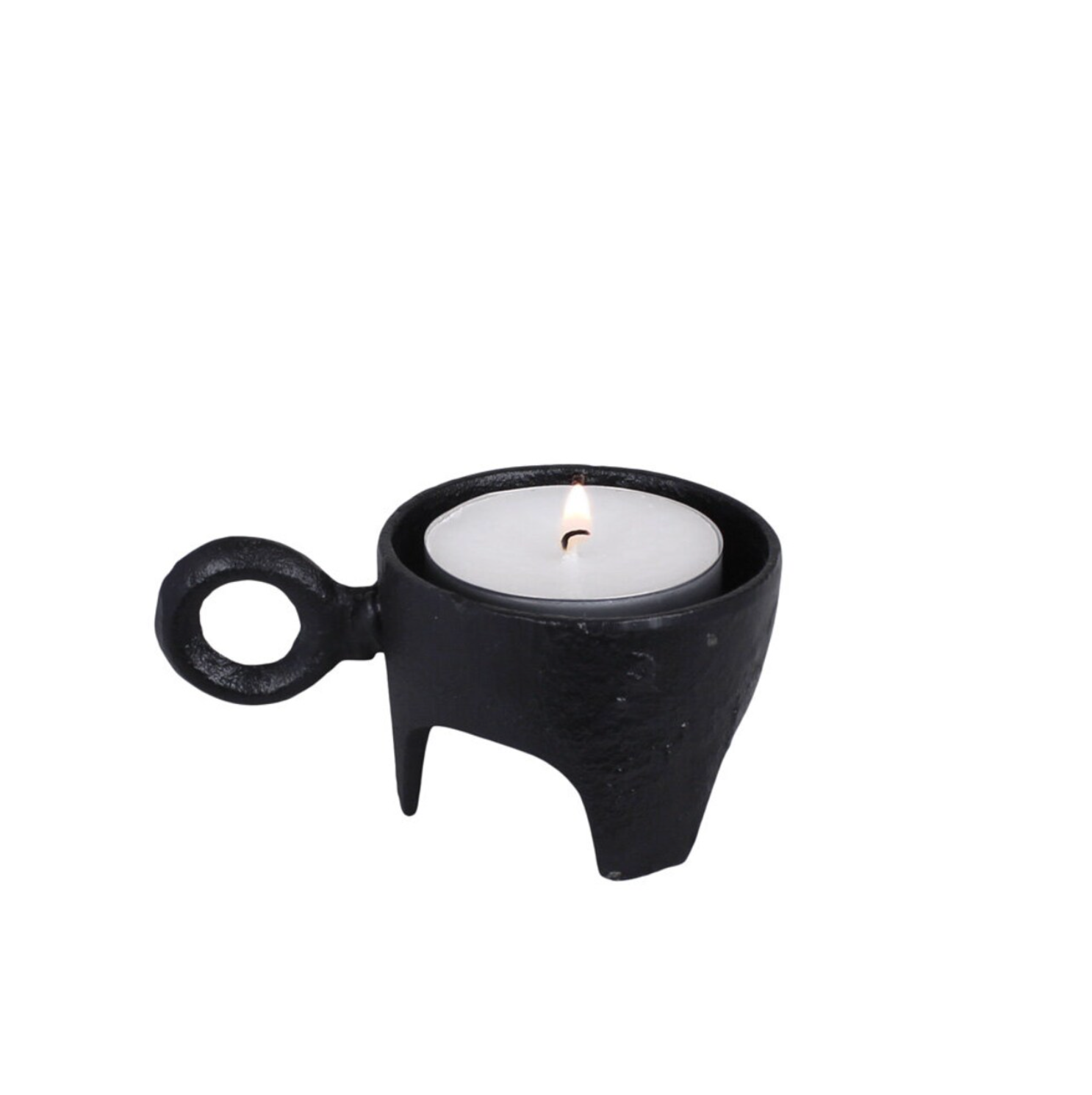 Tea Light Holder Three Feet in Cast Iron, for large tea lights 6cm x13cm