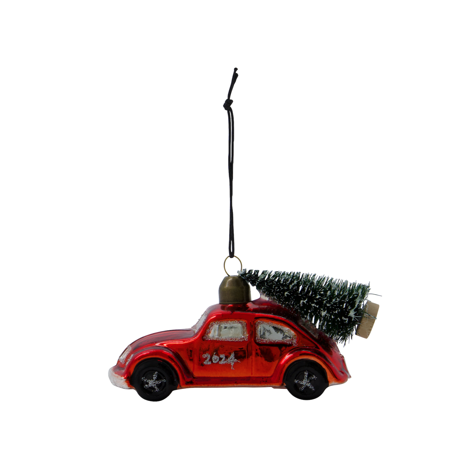 Ornament Car Bauble w. Tree 2024, in Red