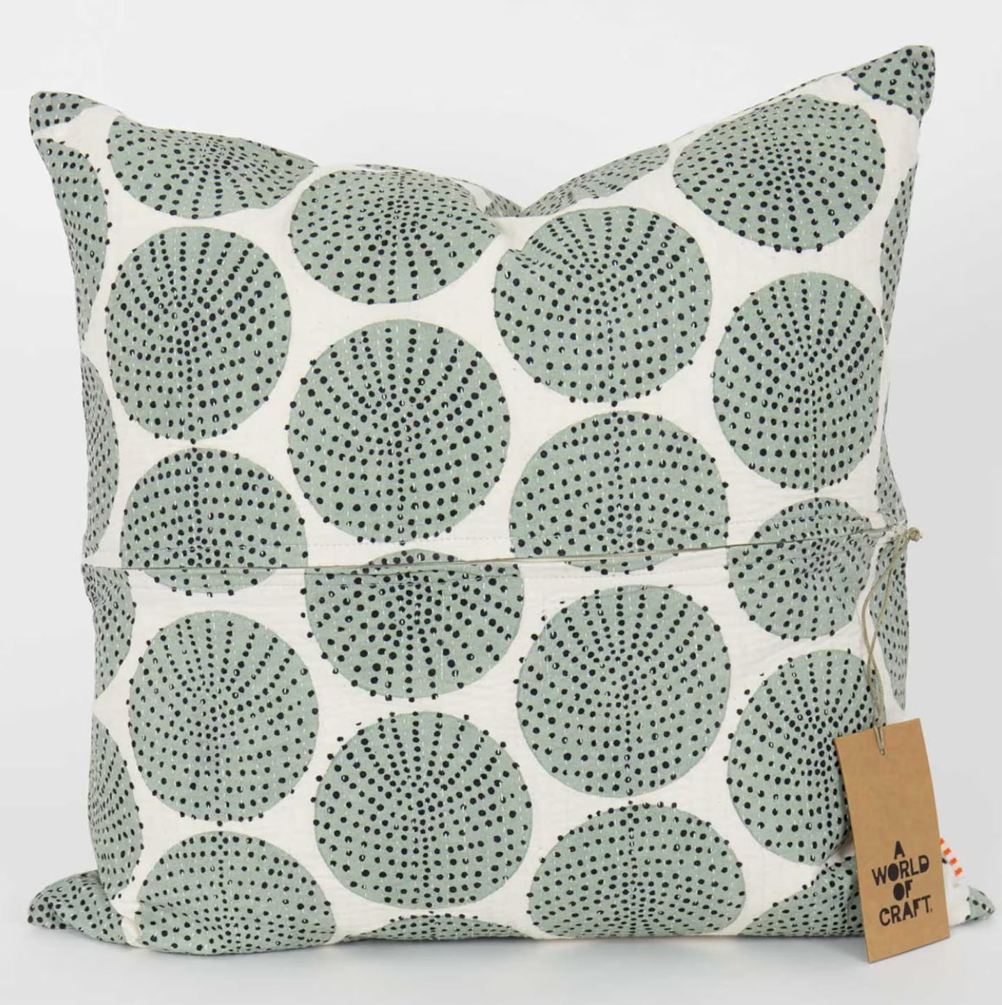 Cushion Cover Dots in Dots 50x50, mint green & black, handprinted