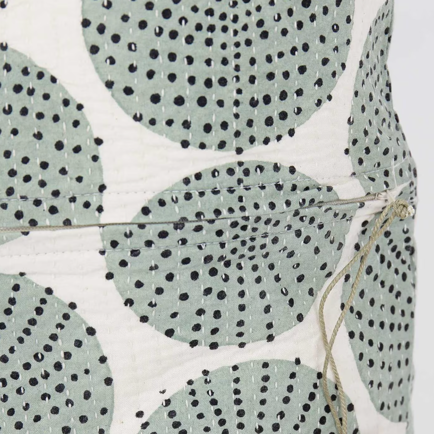 Cushion Cover Dots in Dots 50x50, mint green & black, handprinted