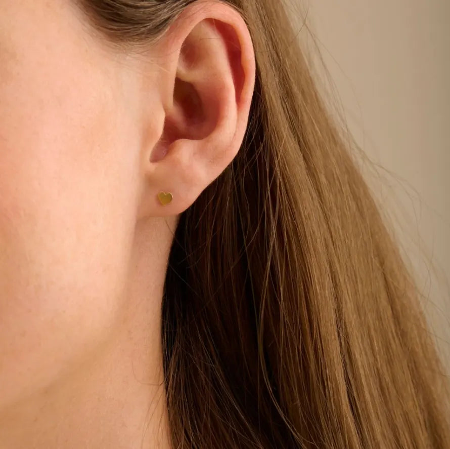 Mini Heart Earsticks Earrings in Silver