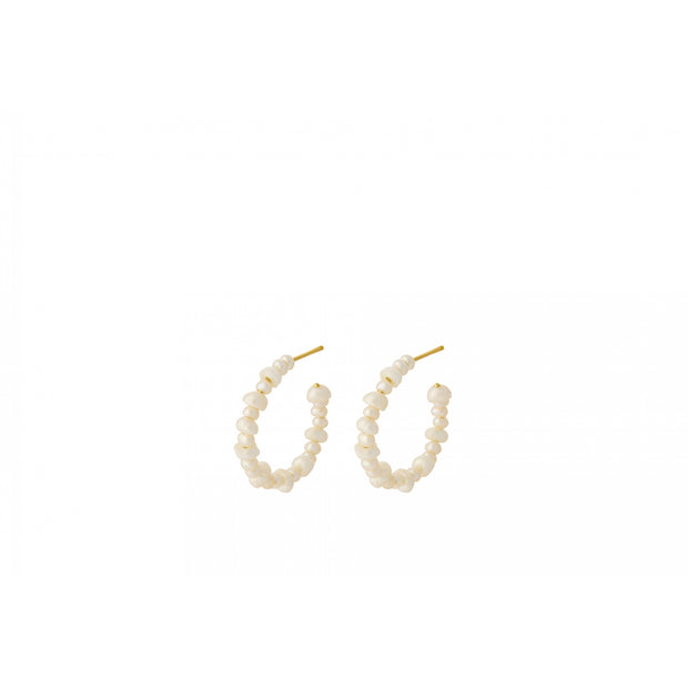 Liberty Hoops Earrings in Gold w. Pearls