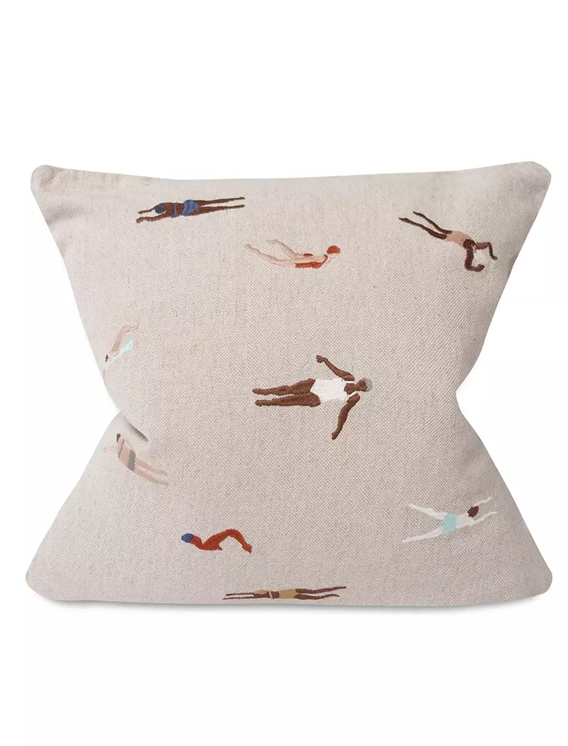 Swimmers Embroidered Cushion COVER