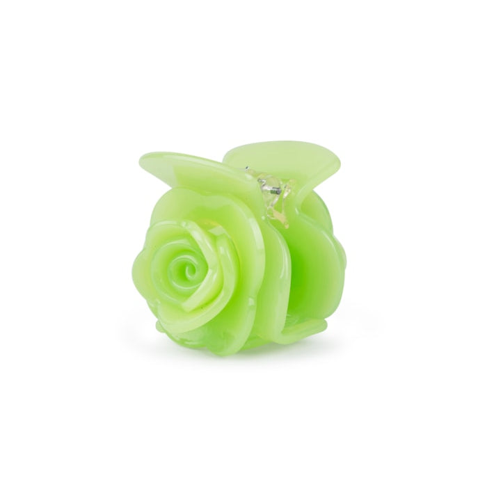 Sui Ava Rosie Mini Hair Claw Clip in Cool Matcha, a light green mini hair claw in a glossy rose shape.