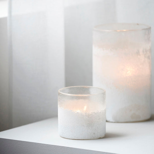 Candle Stand Mist, White in Glass 11.5cm