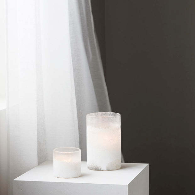 Candle Stand Mist, White in Glass 11.5cm
