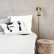 Pillowcase Ingo in linen, Black and off-white 50cm x 50cm